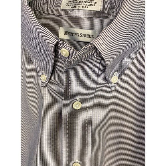 Meeting Street Wrinkle Resistant Pinpoint Pima Blend Shirt Men's 16.5 32 33 - Picture 11 of 12
